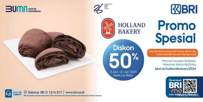 Promo BRI x Holland Bakery Juni-Juli 2024, Diskon 50% di Seluruh Indonesia