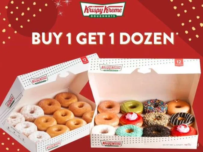 Promo Krispy Kreme 21-23 Agustus 2024 Beli 1 Gratis 1 Lusin Donut Rp 119.000