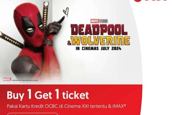 Promo Cinema XXI Beli 1 Gratis 1 Tiket Film Deadpool & Wolverine via Kartu OCBC