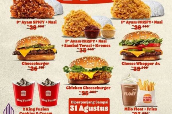 Promo Burger King sampai 31 Agustus, Paket Rame-rame hingga Pesta Merdeka Rp 17.845