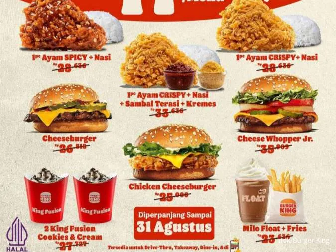 Promo Burger King sampai 31 Agustus, Paket Rame-rame hingga Pesta Merdeka Rp 17.845