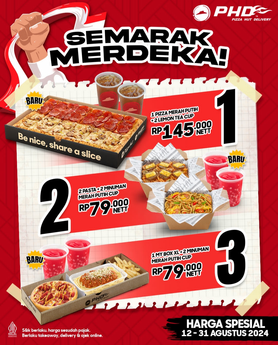 Promo PHD Semarak Merdeka Minuman dan Pizza Merah Putih