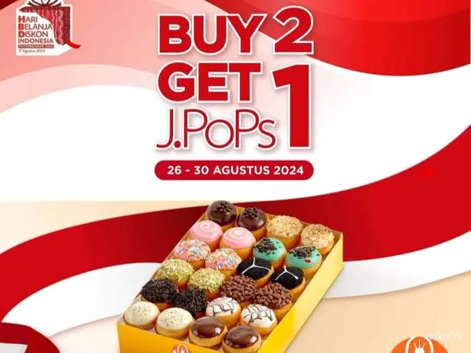 3 Promo Jco Edisi 26-30 Agustus 2024, Buy 2 Get 1 JPops Donut Mini Aneka Rasa