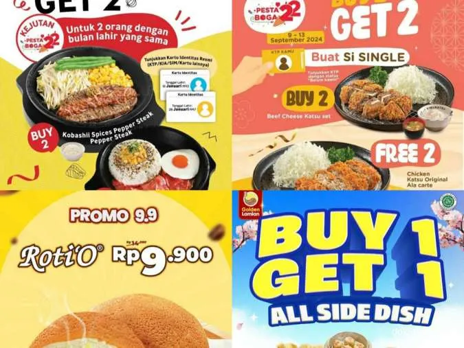 Promo 9.9 Edisi 9-13 September 2024, Buy 2 Get 2 di Pepper Lunch, Kimukatsu & RotiO