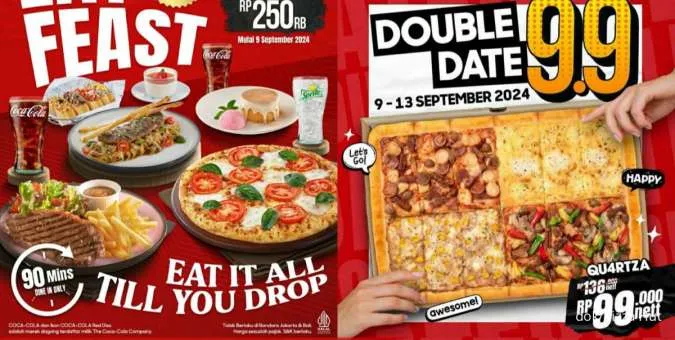 Promo 9.9 Pizza Hut 9-13 September 2024, Diskon Quartza Pizza Rp 99.000