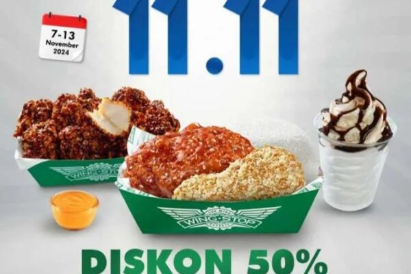 Promo 11.11 Wingstop 7-13 November 2024, Semua Menu Diskon 50% via BRI