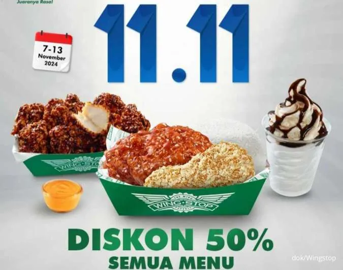 Promo 11.11 Wingstop 7-13 November 2024, Semua Menu Diskon 50% via BRI