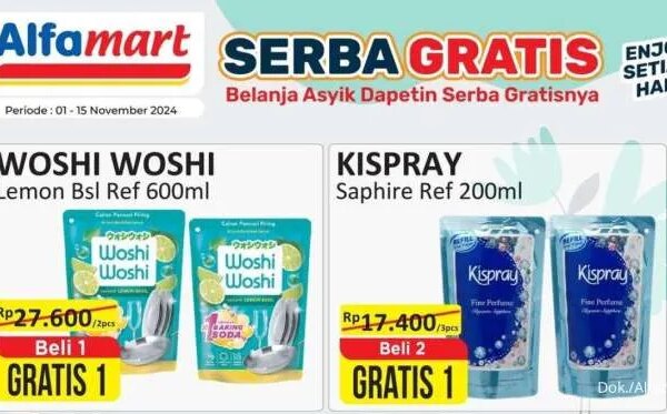 Promo Alfamart Serba Gratis sampai 15 November, Beli 1 Gratis 1 Sabun Cuci Piring