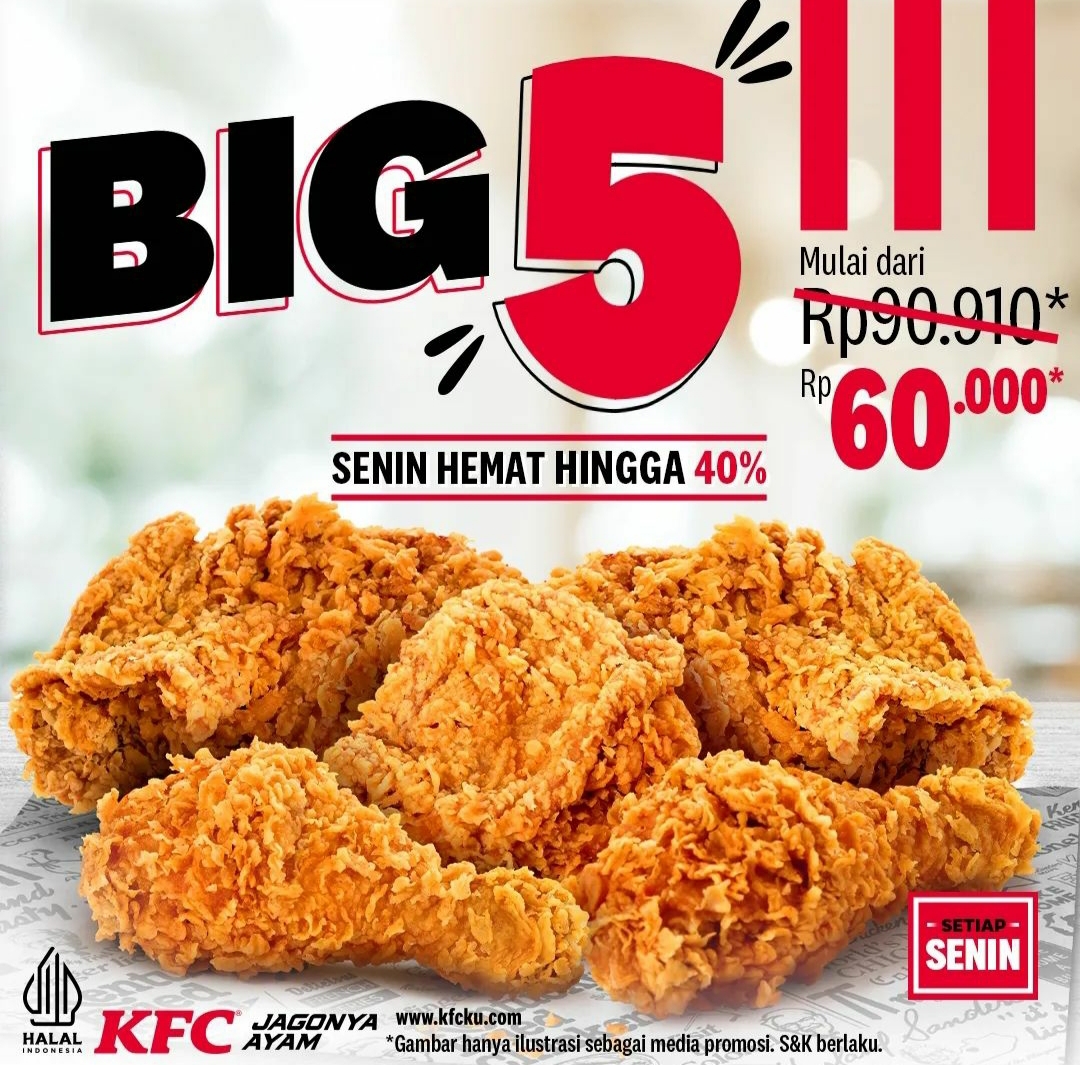 Promo KFC Big 5 khusus Senin